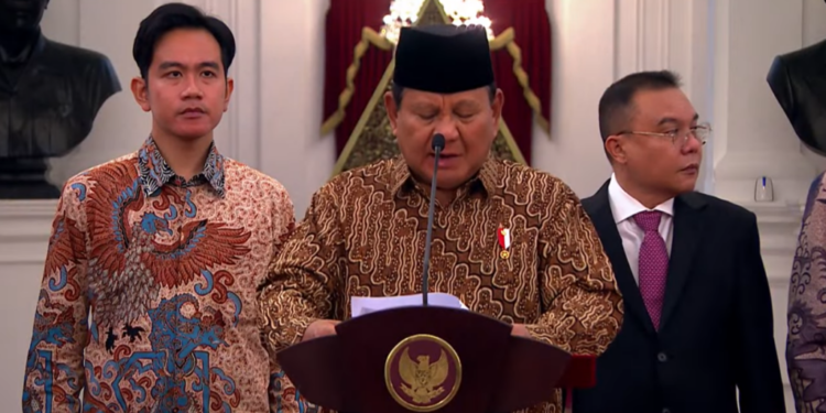 Presiden Prabowo Subianto Umumkan Susunan Kabinet Merah-Putih, di Istana Negara, Jakarta