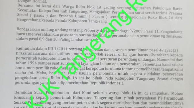 Di Duga Pemkab Tangerang Menyalahi Aturan Diruko 1A Paramount, Gading Serpong Ilegal